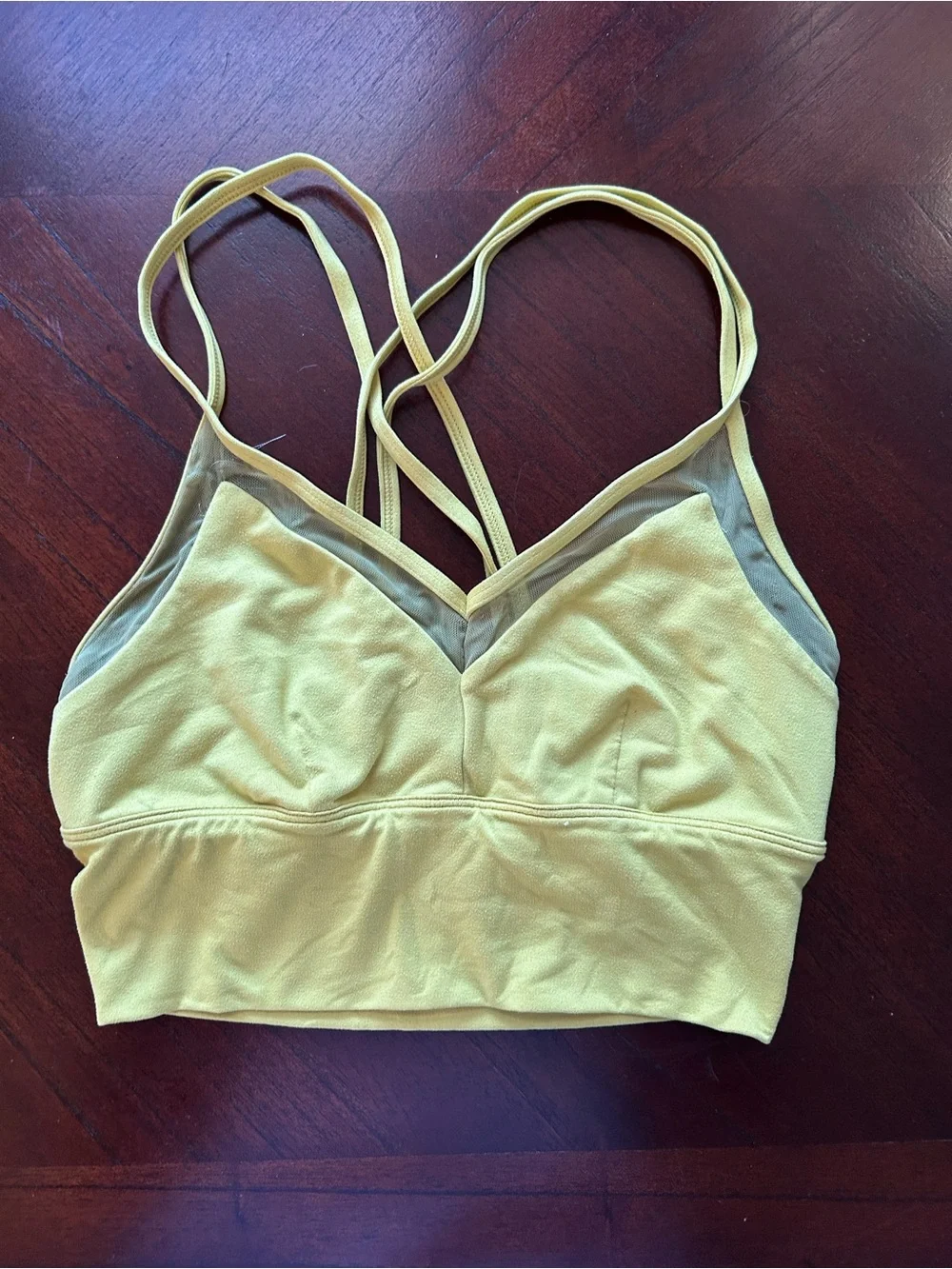 ALO Yoga Light Yellow Strappy Sports Bralette size s